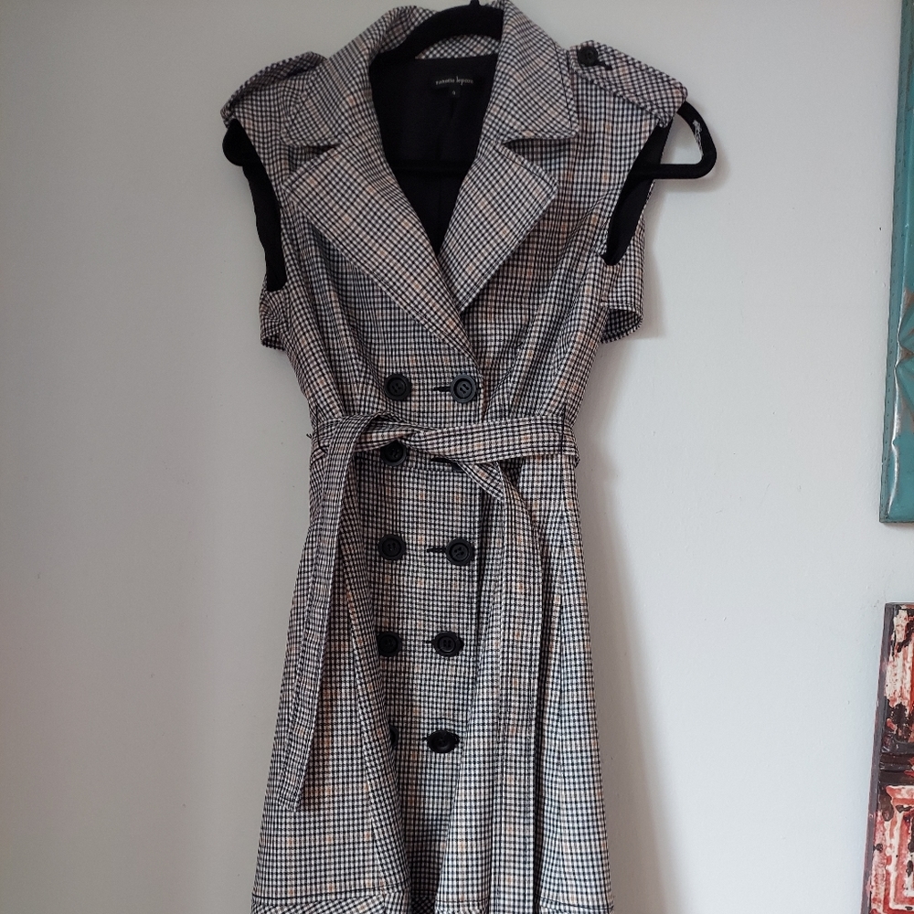 Nanette Lepore plaid double breasted coat dress.